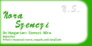 nora szenczi business card